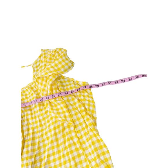 Old Navy Yellow Gingham Plaid Ruffle Tie Back Modest Linen Blend Top Womens 4XL - Picture 5 of 6